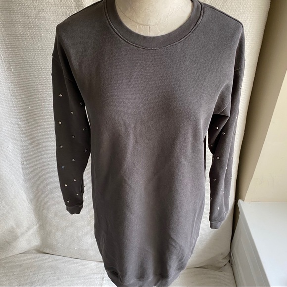 Italian S/M Luxury Sweatshirt Dress Silver Studded - Picture 4 of 8